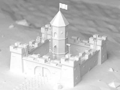 Low Poly Castle 3d c4d castle cinema 4d clay render cute low poly render white