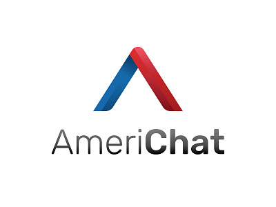 Logo Concept for a Chat Service - AmeriChat america app application blue branding chat dailylogochallenge gradient gradient logo illustrator logo logo design logochallenge minimal red typography