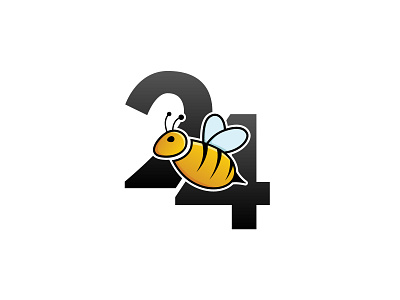 Logo Concept of number 24 with bee in it. 24 bee clean dailylogochallenge design illustration illustrator insect logo logochallenge minimal number typography