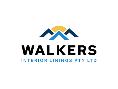 Logo Concept for a Real Estate Firm - Walkers Interior blue branding building clean dailylogochallenge home house illustrator interior minimal real estate roof simple sun typography ui