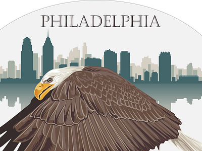 Philly Eagle animal art animal illustration city skyline eagle philadelphia