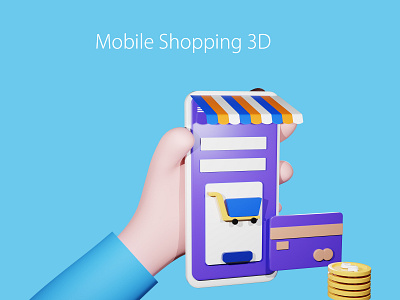 Mobile shopping 3D illustration 3d 3d icon 3d illustration 3d model 3d modeling blender illustration mobile shop 3d mobile shopping ui