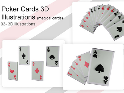 Poker cards 3d illustrations