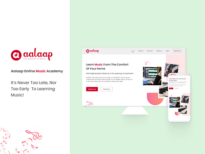 Aalaap- Music learning Website Landing Page adobexd design figma home page landing page layout learning mockup music website ui design ux web ui website design wireframe