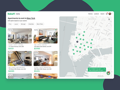 Real Estate Search App apartment booking cards cards ui dashboard filter flat hotel house interior map property real estate region renting room search tooltip ux web