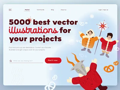 Marketplace: visual identity with illustration design illustration illustration2022 landing marketplace typography ui ux