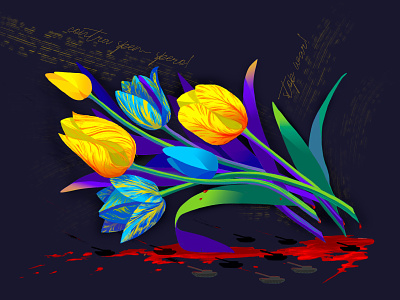 STOP WAR IN UKRAINE design digital art flowers glory to ukraine graphic design illustration no war pray for ukraine spring standwithukraine stop the war support ukraine tulips ui ukraine vector war yellow