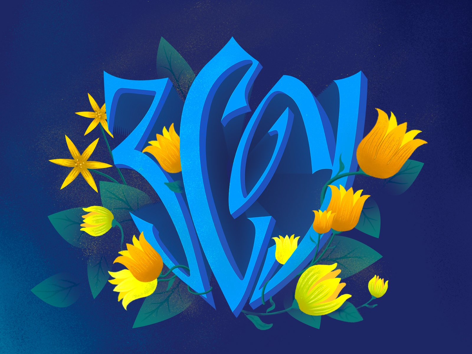Ukrainian typography 2022 blue design digital art flowers font graphic design illustration texture typo typography ukraine vector yellow