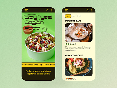 Yes vegan food 2022 app design mobile phone retrodesign the best design ui ux vector