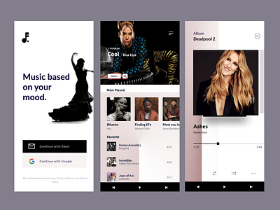 Music App: Onboarding and App screen