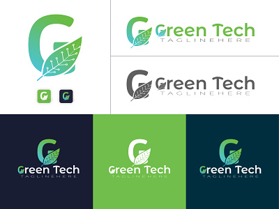 Green Tech abstract logo branding branding and identity colorful logo corporate identity flat green logo letterlogo logo modern design