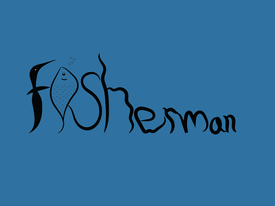 Fisherman Typo branding design flat illustration logo minimal typography vector