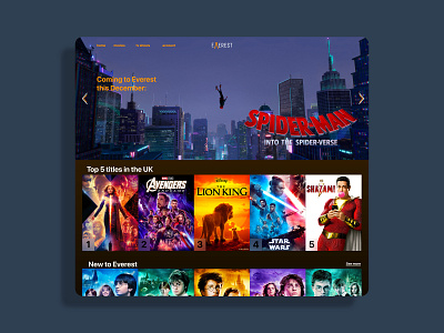 Everest TV App - #dailyui025 app appdesign dailyui dailyui025 dailyuichallenge dccomics disney harry potter marvel movies star wars tv tv app tv app ui ui uiux