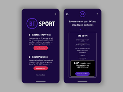 BT Sport Redesign - #dailyui036 adobe adobexd appdesign btc btsport dailyui dailyui036 dailyuichallenge design special offer ui
