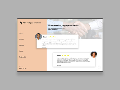 Mortgage Service Testimonials - #dailyui039 adobe adobe xd consultancy dailyui dailyuichallenge design mortgage testimonials ui ux web design website