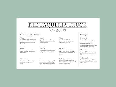The Taqueria Truck - #dailyui043 adobe adobe xd dailyui dailyui043 dailyuichallenge design food food truck menu tacos taqueria ui ux