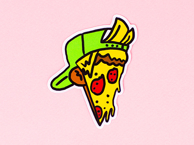 Pizza Face cheese hat illustration melty pepperoni pizza pop silly sticker sticker app