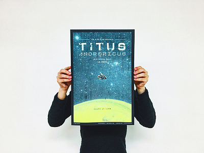 Titus band gig poster glow in the dark halftone illustration neon space spaceman spooky titus andronicus