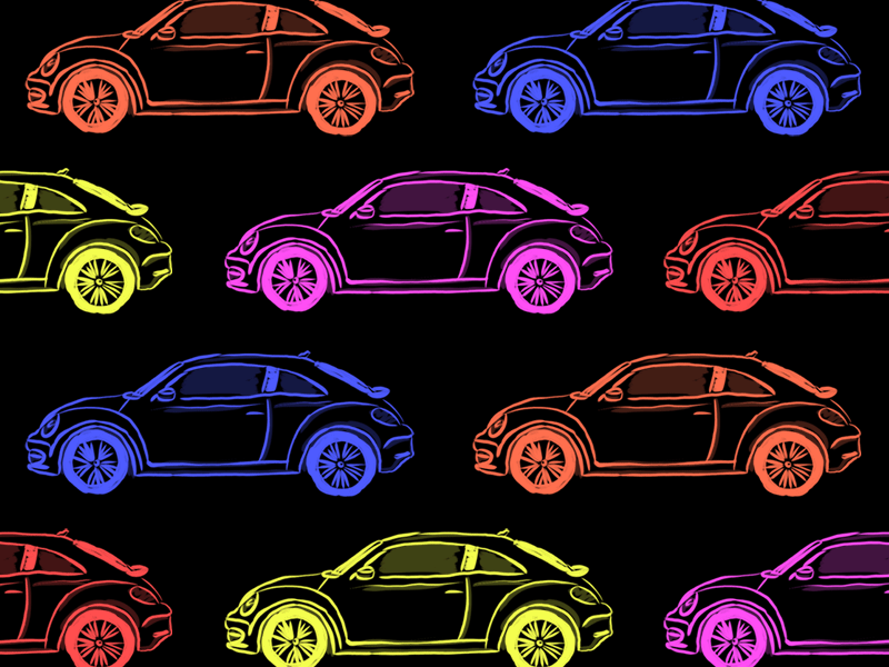 Reverse animation beetle bug colors hand drawn primary sketch test vw