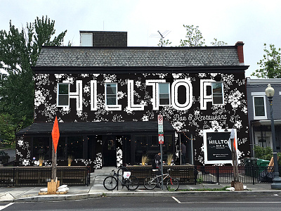 Hilltop R.I.P. classic flowers handpainted killed mural pattern sign painting simple type vintage wallpaper