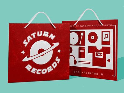 Saturn Records store advertisement advertising bag design branding design leaflet design logo merch design mockup music poster poster design print typography