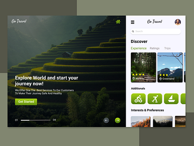 Travel web app user interface design