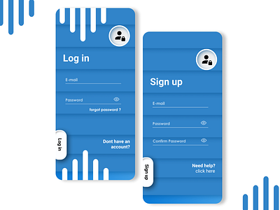 Log in and Sign up screen ui design