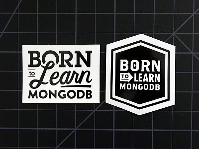 Born To Learn MongoDB Stickers black and white born to handtype mongodb stickers