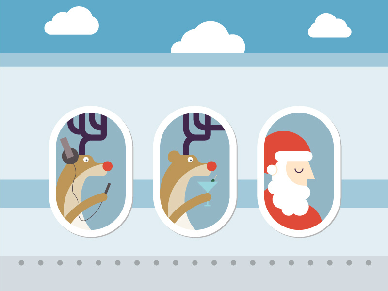 Christmas greetings christmas reindeer santa claus sandaclaus airplane relax holiday