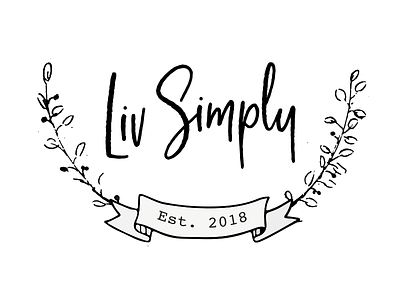 Liv Simply Logo floral hand lettering logo design rustic simple logo