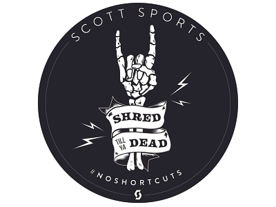 Shred Till Ya Dead Stickers devil horns illustration illustrator shred skeleton sticker