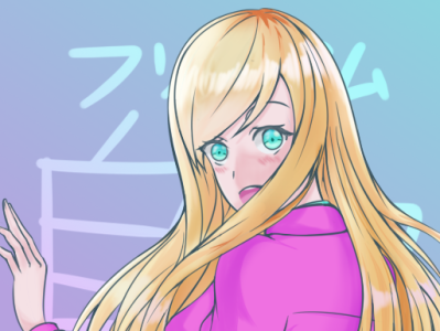 "Freedom" anime art blonde hair female illustration