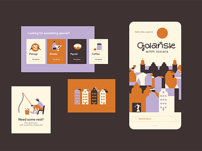 UI design - city guide: Gdansk with locals branding flat graphic design icon illustration minimal typography ui ui design vector