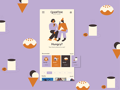 UI design - city guide: Gdansk with locals app branding city guide flat food and drink graphic design icon illustration logo ui design vector