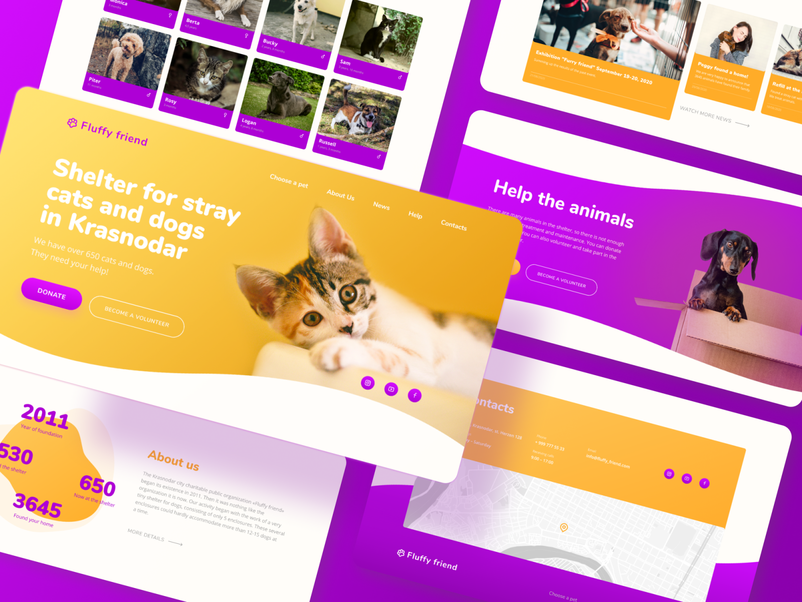 Landing page of the animal shelter / Daily UI : 003 by MARY_M on Dribbble