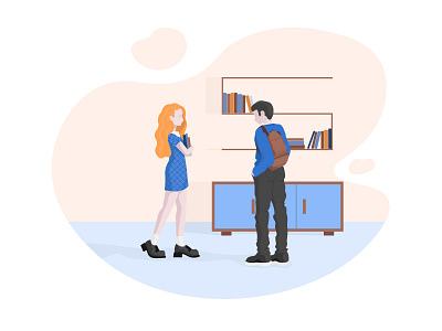 Illustration — «Meeting at the bookshelf»