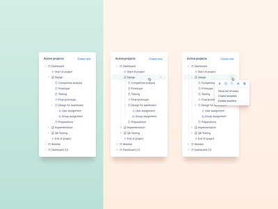 Vertical Hierarchy List dropdown expandable hierarchy hover indent guides layers list project task toolbar