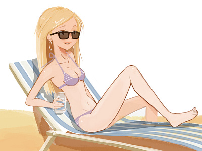 Girl Sun art beach color digital girl ilustration photoshop sexy