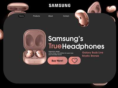 Galaxy Buds Pro Page branding design galaxy buds headphones illustration logo minimal redesign ui wallpaper