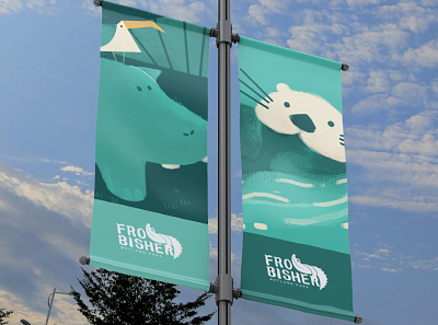 Frobisher Wetland Park Street Flag 3d adobe photoshop advertising branding character design cute digital art drawing hippo logo lovely mockup nature otter painting stationery vector art water zoo