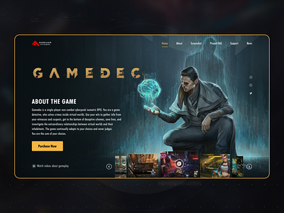 Gamedec Cyberpunk cyper game landing page ui