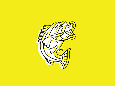 FISH ONE! bass big mouth bass fish fishing icon illustration line michigan vector