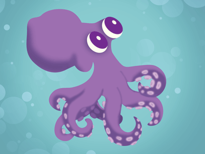 Purple Octopus animal bubbles cute illustration octopus purple sea