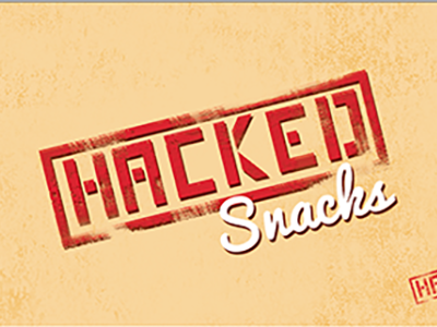 Hacked Snacks (Vintage Concept) custom logo design design food logo hacked logo red stamp snacks stamped vintage