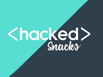 Hacked Snackes "Coded Concept" blue branding code logo coded food logo hacked healthy logo logo design navy snacks white