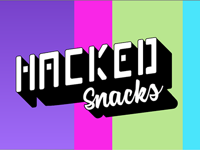 Hacked Snacks "80's tech" 80s bold bright food food branding food logo fun hacked logo design neon snack logos snacks