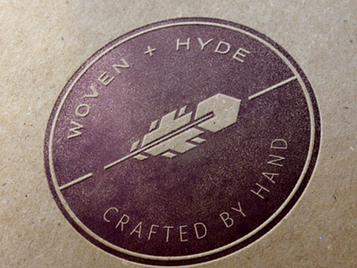 Woven + Hyde Logo bohemian emblem feather geometric leather mark letter press logo