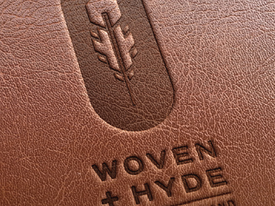 Woven + Hyde Logo Leather bohemian clean feather graphic design hide leather logo design simple woven