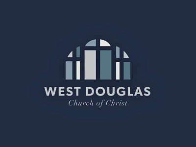 West Douglas Church of Christ blue church of christ cross logo windows