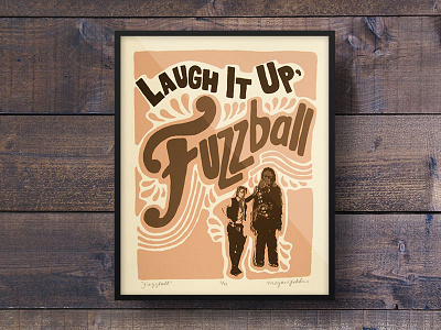 Fuzzball chewbacca fuzzball han solo hand lettering printmaking screenprint star wars